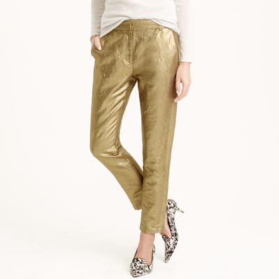 gold linen pants