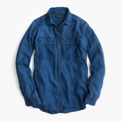 Indigo Gauze Popover Shirt Women's Shirts J.Crew