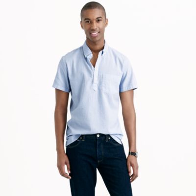 Short-sleeve popover shirt in seersucker