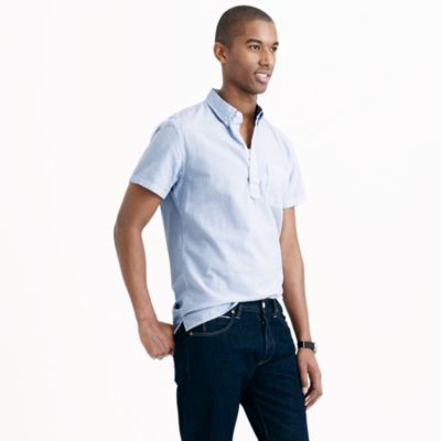 Short-sleeve popover shirt in seersucker