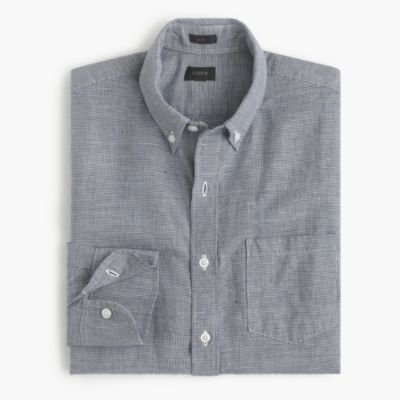Slim houndstooth Irish linen shirt