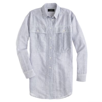 Oversized shirt in skinny stripe J.Crew