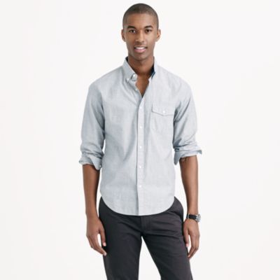 Slim indigo shirt in end-on-end cotton