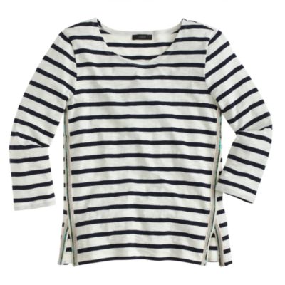 Three-quarter sleeve beaded sailor-striped T-shirt : | J.Crew