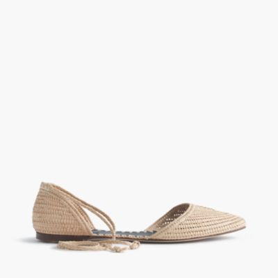 Woven straw d'Orsay flats with ankle tie : flats | J.Crew