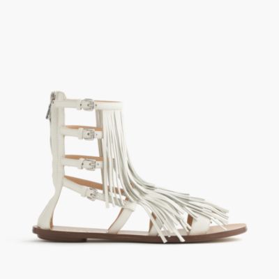 Fringe tall gladiator sandals