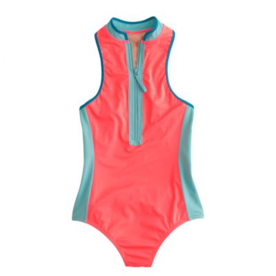 Neon zipneck onepiece swimsuit J.Crew