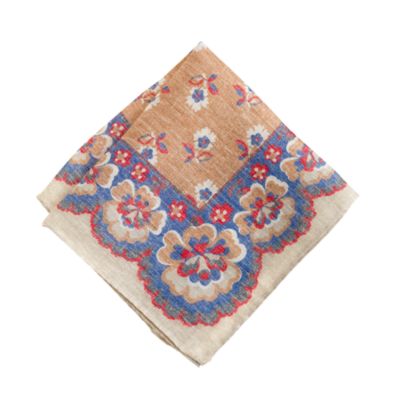 Linen pocket square in medallion floral