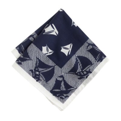Cotton pocket square in sailboat stripe