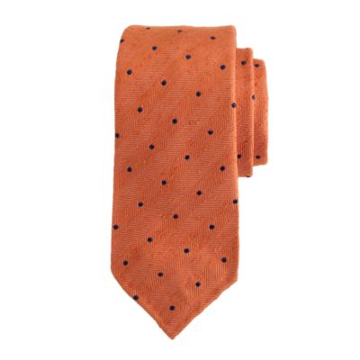 Drake's&reg; herringbone spot tie in orange