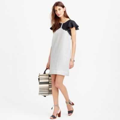 Petite linen dip-dyed dress