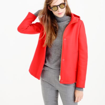 Wool melton hooded bib jacket