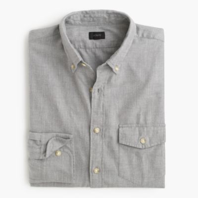 Slim brushed twill shirt in herringbone