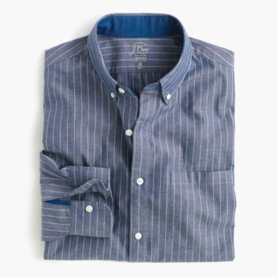 Slim Secret Wash shirt in indigo pinstripe
