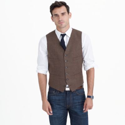 Ludlow suit vest in herringbone Italian wool