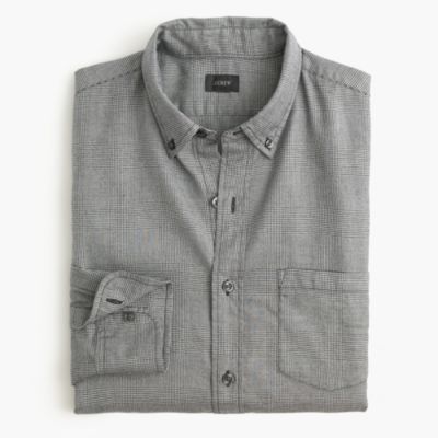 Slim brushed twill shirt in glen plaid