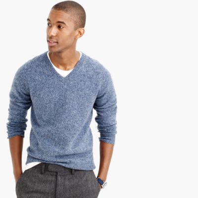 Slim marled lambswool V-neck sweater