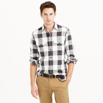 Tall herringbone flannel shirt in buffalo check