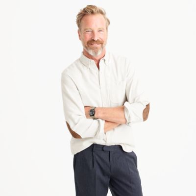 Tall cotton-wool elbow-patch shirt in solid