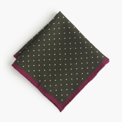Italian wool pocket square in bordered dot