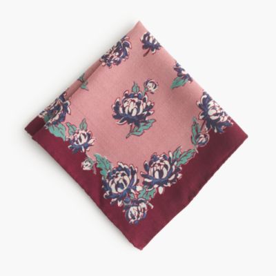 Italian wool pocket square in bloom print