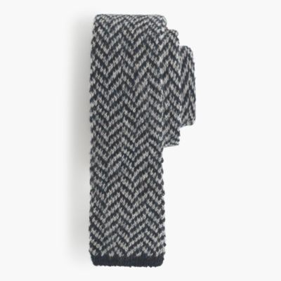Italian wool knit tie in herringbone