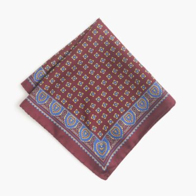 Italian silk pocket square in medallion print