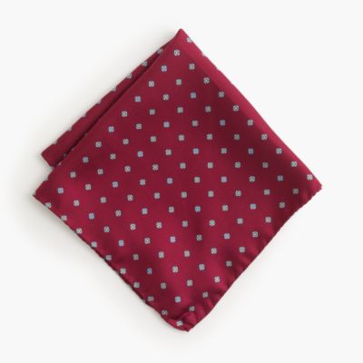 Italian silk pocket square in vintage foulard
