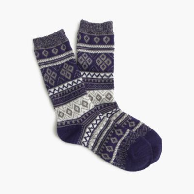 Marled-cuff Fair Isle socks