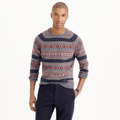 Lambswool Fair Isle sweater in grey