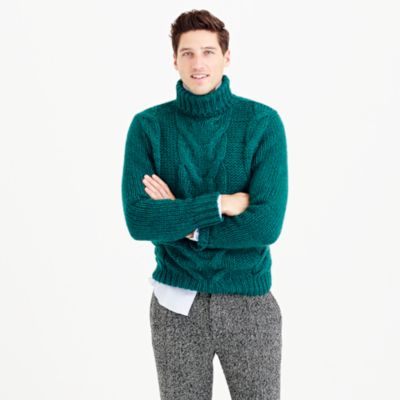 Italian wool cable turtleneck sweater