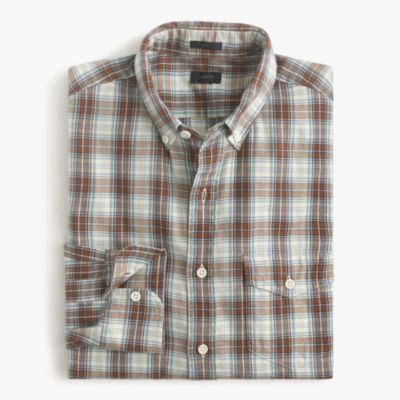Slim brushed twill shirt in Thomas plaid