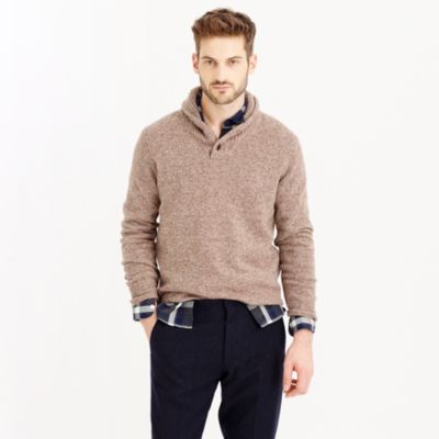 Marled lambswool shawl-collar sweater