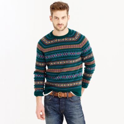Lambswool Fair Isle sweater in forest