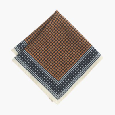 Italian wool pocket square in bordered square