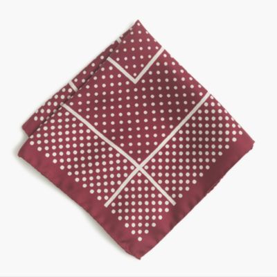 Italian silk pocket square in bordered dot