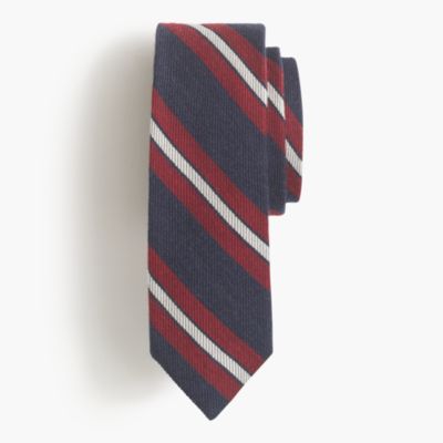 Italian wool-silk tie in ruby stripe