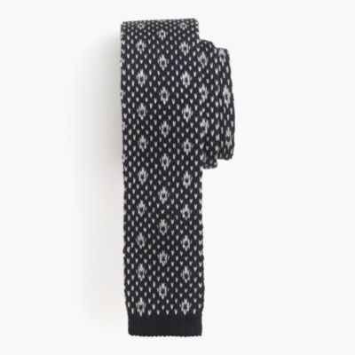 Italian wool tie in dark navy Fair Isle
