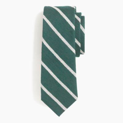 Textured English silk tie in forest stripe