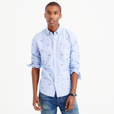 Slim vintage oxford shirt with embroidered St. Bernards