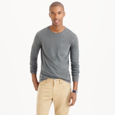 Long-sleeve garment-dyed T-shirt