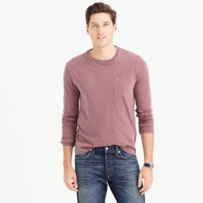 Long-sleeve garment-dyed T-shirt