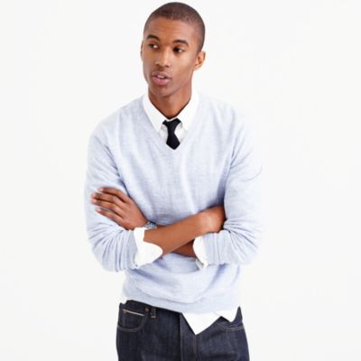 Slim rugged cotton V-neck sweater