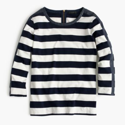 Rugby-striped T-shirt with back zipper : | J.Crew