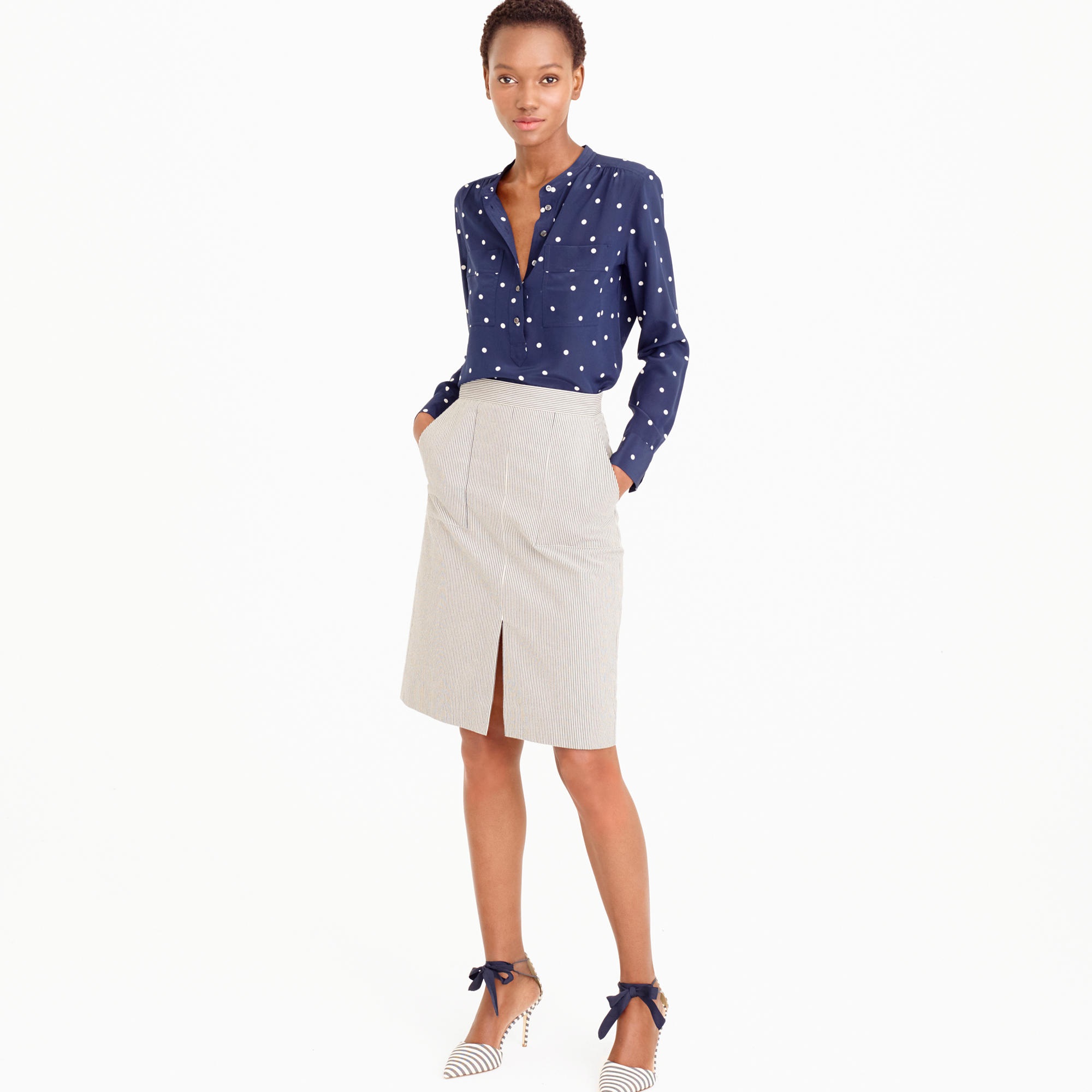 A-line skirt with pockets in skinny stripe : Women A-line/Midi | J ...