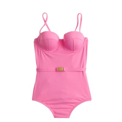 Belted underwire onepiece swimsuit in Italian matte J.Crew