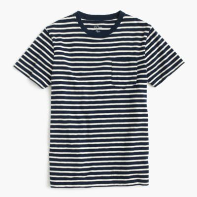Slub Cotton Textured Cotton Pocket T-Shirt In Blue Stripe : Men's Tees ...