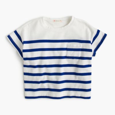 Girls' nautical-striped pocket T-shirt : | J.Crew
