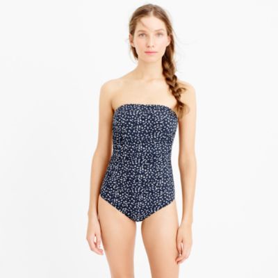 Long torso bandeau one-piece swimsuit in dot : swim | J.Crew