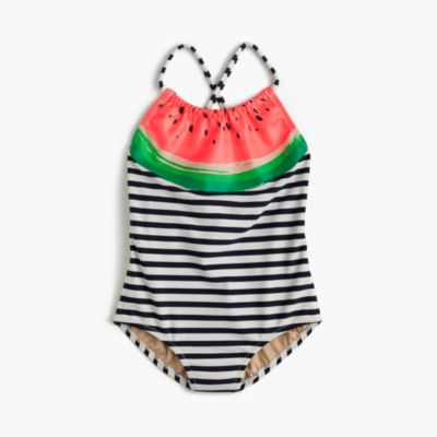 Girls' Striped OnePiece Swimsuit in Watermelon Girls' Swimwear J.Crew